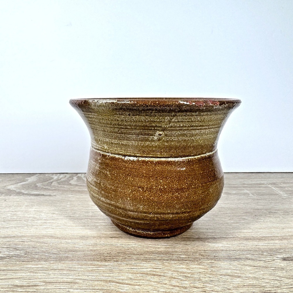 Schultz‎ Signed Studio Pottery Brown Glazed Ceramic Vase Bowl Handmade 4"